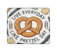 Pretzel Small Mouse Pad, Playful Casual Pen Paperclip None Brown Square Rubber Smooth Stitched Edge Cloth Mousepad Decor for Home Office Work Gaming Desk Square 8x10 Inch