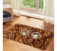 Pretzels Bread Pattern,Waterproof Pet Feeding Mat,PU Leather Placemats for Cat Dog Water Bowl,Food Mats,30x45cm