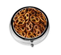 Pretzels Bread PatternMeta Pill Box 3 Compartment Medicine Case,Portable Organizer