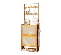 PreuepltrMa Hall tree with shoe storage, Wood coat rack, Space Saving Coat Tree with Storage Shelf, Modern Clothes Holder for Hats, Coats, Scarves, Handbags(Natural wood,70 cm in length)