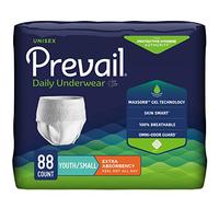 Prevail Daily Protective Underwear - Unisex Adult Incontinence Underwear - Disposable Adult Diaper for Men & Women - Maximum Absorbency - Small - 88 Count (4 Packs of 22)