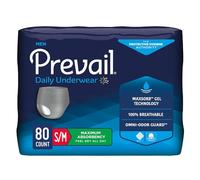 Prevail - Men's Protective Underwear - Pull-up Incontinence Underwear - Disposable Adult Diaper - Maximum Absorbency - Small/Medium - 80 Count (4 Packs of 20)