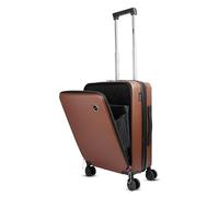 PREVEL Covenant 50 cm Cabin Polycarbonate + ABS Trolley Bag with Laptop Compartment | Hard Shell 8 Spinner Wheels | Lightweight Luggage | 360° Spinner | Water Repellent | Biz Brown Suitcase, Biz Brown