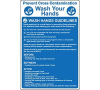 Prevent cross contamination Kitchen/catering wash your hands Safety sign - Self adhesive sticker (300mm x 200mm)