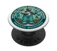 Prevent Wildfires Smokey Bear, Banjo & Birds PopSockets Adhesive PopGrip