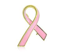 Prevention and Awareness Pink Ribbon Breast Cancer Survivor Brooch Pin Enamel Gold Plated Simple Inspirational Accessory for Women