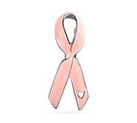 Prevention and Awareness Pink Ribbon Breast Cancer Survivor Brooch Pin Open Heart Enamel Silver Plated Inspirational Accessory for Women