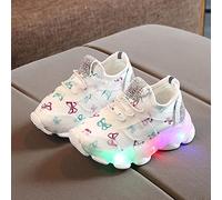 Prevently Children's Sneakers Butterfly Print LED Light Shoes Daddy Shoes Lacing Breathable Soft Soles Girls Tennis Shoes Size 3 Big Kid (White #1, 9.5 Little Child)