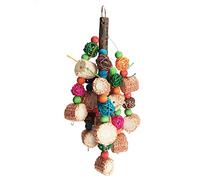 Prevessel Colorful Bird Chewing Toy Natural Logs Beak Grinding for Parrots Macaws Budgies with Hook