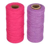 Prevessel Cotton Weaving Yarn Strong Soft 8/4 Warp Knitting Machine Yarn for Hand Weaving for Carpet Blanket - 2Pcs Rose Red + Purple