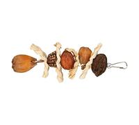 Prevessel Hanging Gnawing Toy with Steel Hook Natural Corn Leaf Nut Bird Cage Chew Toy for Beak Grinding 8.3in