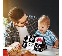 Prevessel High Contrast Foldable Tummy Time Mirror Toy for Baby Teether - Portable Black and White Infant Sensory Toy for Cribs, Strollers, Car Seats