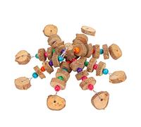 Prevessel Large Colorful Parrots Chewing Toy Wooden Safe Hanging Blocks Toy for Medium Large Macaws, Beak Grinding for Bird Cage Decor