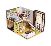 Prevessel Miniature Dollhouse Kit Simple & Romantic Design for Coordination & Concentration, for Ages 14+, Composite Wood