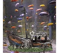 Prevessel Resin Aquarium Artificial Simulation Shipwreck Decoration for Aquascape Interest for Fish Tank Enthusiasts 100g Approx. 4.92x2.36x3.94inch