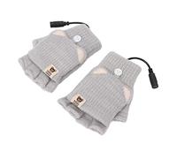 Prevessel USB Heated Knitted Gloves for Winter Office Work, Fingerless Hand Warmer Mitten for Men Women, 40-45℃ Heating Fingerless Gloves for Skiing Cycling (Grey)