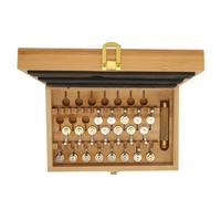 Prevessel Watch Mainspring Winder Professional Copper Winding Tool for Watch Repairers Suitable for Different Models of Mainspring, Wooden Storage Box, 20pc Set
