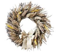 Prevessel Wheat Wreaths for Front Door, Fall Wreath, Thanksgiving Wreath with Artificial Wheat Cereals Branches, Autumn Door Wreath Harvest Wreath for Wall Wedding Thanksgiving Decoration