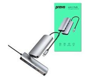 Prevo C501R 4-In-1 USB-C Networking Hub Docking Station with RJ-45 Gigabit Ethernet, 60W Passthrough, USB-A USB 3.0, 4K HDMI for PC, Laptop, Tablet - Windows & Mac iOS Compatible