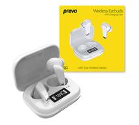 PREVO Q2 TWS Earbuds, Bluetooth 5.1, Automatic Pairing, Touch Control Feature with Digital LED Display Wireless Charging Case, Android, IOS and Windows Compatible, White