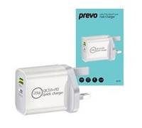 Prevo QC70 20W USB Type-C & USB Type-A Fast Charge Mains Charger with QC 3.0 for Laptops, Ultrabooks, Chromebooks, iPads, MacBooks, Smartphones, Tablets, Mobile Devices, Action Cameras, DSLRs
