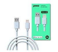 Prevo Lightning to USB A Cable - MFi Certified iPhone Charger, White, 2 m