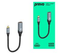 Prevo USBC-HDMI-ADA Display Converter Adapter, USB Type-C (M) to HDMI (F), 0.2m, Black & Silver, HDMI 2.0, Supports up to 4K@60Hz, Braided Cable