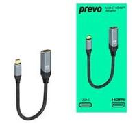 Prevo USBC-HDMI-ADA Display Converter Adapter, USB Type-C (M) to HDMI (F), 0.2m, Black & Silver, HDMI 2.0, Supports up to 4K@60Hz, Braided Cable