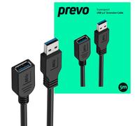 Prevo USBM-USBF-5M USB 3.0 Extension Cable, USB 3.0 Type-A (M) to USB Type-A (F), 5m, Black, Up to 5Gbps Transmission Rate