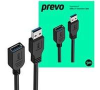 Prevo USBM-USBF-5M USB 3.0 Extension Cable, USB 3.0 Type-A (M) to USB Type-A (F), 5m, Black, Up to 5Gbps Transmission Rate