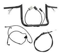 Prewired 14" Rise Pre-wired Ape Hangers Street Glide Handlebars with Clutch Cable Brake Line 1.25" Fat Meathook Miter Cut for Harley 2008-2013 Street Glide/Electra Glide/Ultra Limited NO ABS, Black