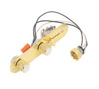 Prewired 3 Way Control Plate Replacement Guitar Control Plate Fully Loaded Guitar Volume Tone Controls (Gold)