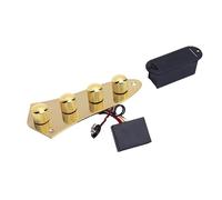 Prewired Control Plate, 3 Way Preamplifier Guitar Control Plate, Active Passive Switchable for Jazz Bass Guitar (Gold)