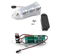 Prewired Control Plate Loaded Control Board Wiring Harness Active/Passive Switchable Bass Preamp Upgrade Kit for Fender Jazz Bass Replacement Parts Electric Bass Guitar (JB-09-CR)