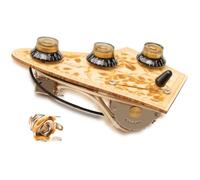 Prewired for Electric Guitar Triple Single Coil Pickups, Presoldered Wiring Kit Included 5-way Blade Switch Push-pull Tone 1 Volume Pots Orange Cap, White (black/chrome)