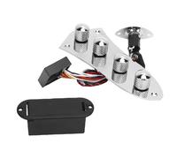 Prewired Guitar Control Plate with Metal Knobs 3 Stage Preamplifier Bass Guitar Control Board Assembly Replacement (Silver)