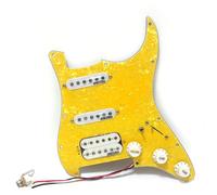 Prewired Guitar Pickguard, SSH Alnico 5 Humbucker Pickups, 3-Layer Scratch Plate for Fender Stratocaster Guitar Replacement Parts (Yellow Pearl)