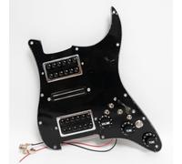 Prewired Guitar Strat Pickguard Loaded Coil Splitting HSH Humbucker Pickups Set for Fender USA/Mexico Stratorcast Electric Guitars Replacement Parts (Black-A)