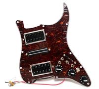 Prewired Guitar Strat Pickguard Loaded Coil Splitting HSH Humbucker Pickups Set for Fender USA/Mexico Stratorcast Electric Guitars Replacement Parts (Dark Brown Tortoise)