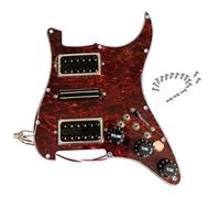 Prewired HSH Charged Humbucker Pickup Set Strat Pickguard Coil Split Guitar with Mute Switch Outlet Mute Switch 4 Layer Red Turtle for Fender