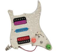 Prewired Loaded Pickguard for Fender Strar Guitar Alnico 5 Humbucker Pickups Set with Coil Splitting & Mute Switch Tone Upgrade for USA/Mexico Strat Guitars Replacement Parts (Light Yellow Pearl)