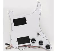Prewired Loaded Pickguard for Fender Strat, EMG Style Active Humbuckers, High Output Ceramic Bridge & Alnico V Neck, Solderless Installation White