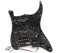 Prewired Loaded Pickguard Set For Fender Stratocaster Guitar with SSH Pickup Configuration, Humbucker & Single Coils for Strat Style Electric Guitars, Guitar Parts Upgrade Kit (Black Pearl)