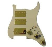 Prewired Loaded Pickguard with Kill Switch Coil Split Alnico 5 Humbucker Pickups 11-Hole for American/Mexican Str-at(3 Ply Beige)