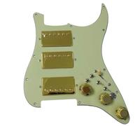 Prewired Loaded Pickguard with Kill Switch Coil Split Alnico 5 Humbucker Pickups 11-Hole for American/Mexican Str-at(3 Ply Vintage Green)