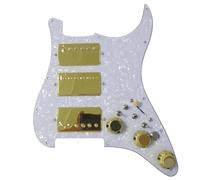 Prewired Loaded Pickguard with Kill Switch Coil Split Alnico 5 Humbucker Pickups 11-Hole for American/Mexican Str-at(3 Ply White Pearl)