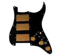 Prewired Loaded Pickguard with Kill Switch Coil Split Alnico 5 Humbucker Pickups 11-Hole for American/Mexican Str-at(3 Ply Black)
