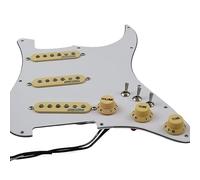 Prewired Pickguard 7-Way Fully Loaded SSS Ainico 5 Single Coil Pickups Set For ST Guitar Pickups (Color : White Yellow)
