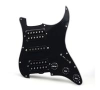 Prewired Pickguard Electric guitar hsh double single double pickups suitable for ST guitar panel assembly 2t1v potentiometer 500k multiple colors optional(Black+Black Pickup)