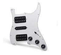 Prewired Pickguard Humbucker Loaded Prewired Scratchplate Brass Cover Two Humbucker Coil Spliting Pickguard Electric Guitar pickup HH Pickguard LP Style(White-Black Pickup)